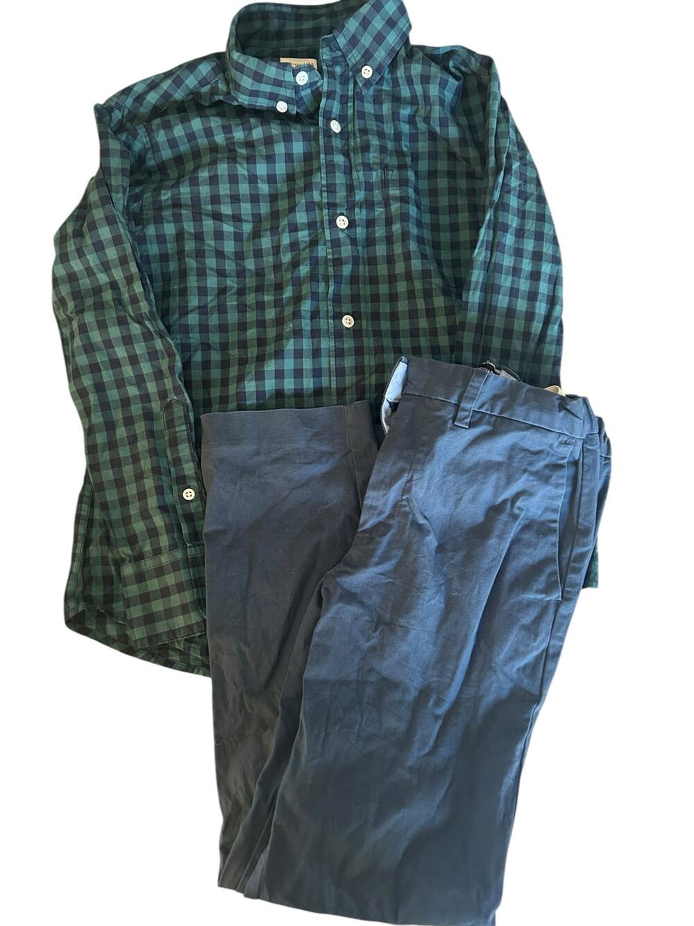 Crewcuts blue plaid shirt and pants size 8